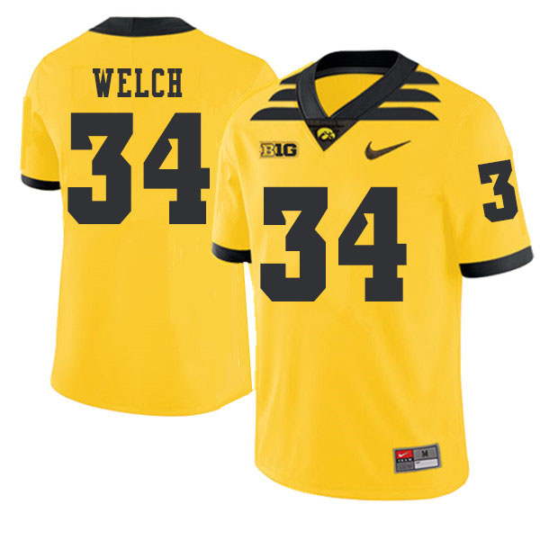 2019 Men #34 Kristian Welch Iowa Hawkeyes College Football Alternate Jerseys Sale-Gold - Click Image to Close
